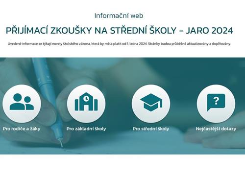 PŘIJÍMACÍ ZKOUŠKY NA STŘEDNÍ ŠKOLY - JARO 2024